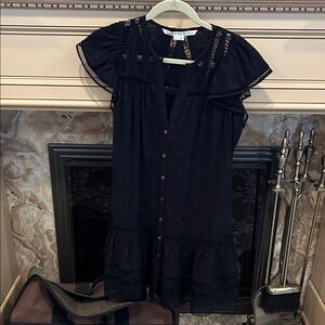 Veronica Beard Black Mini Dress with Button Detail